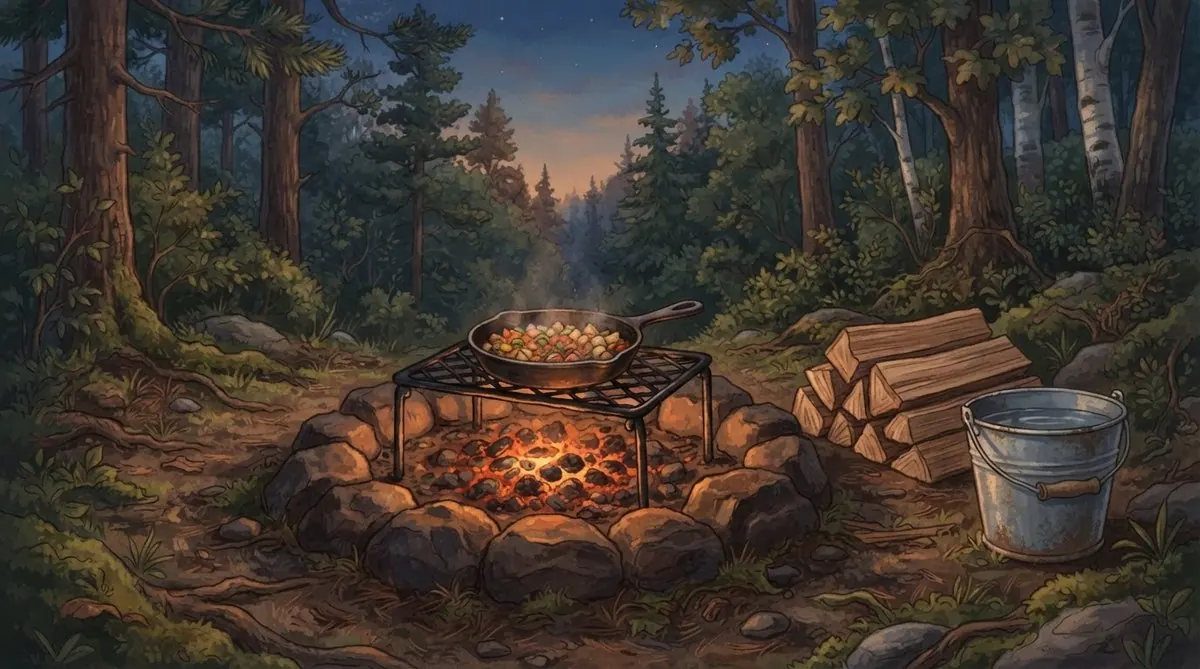 Keeping a Fire Going and Cooking on It